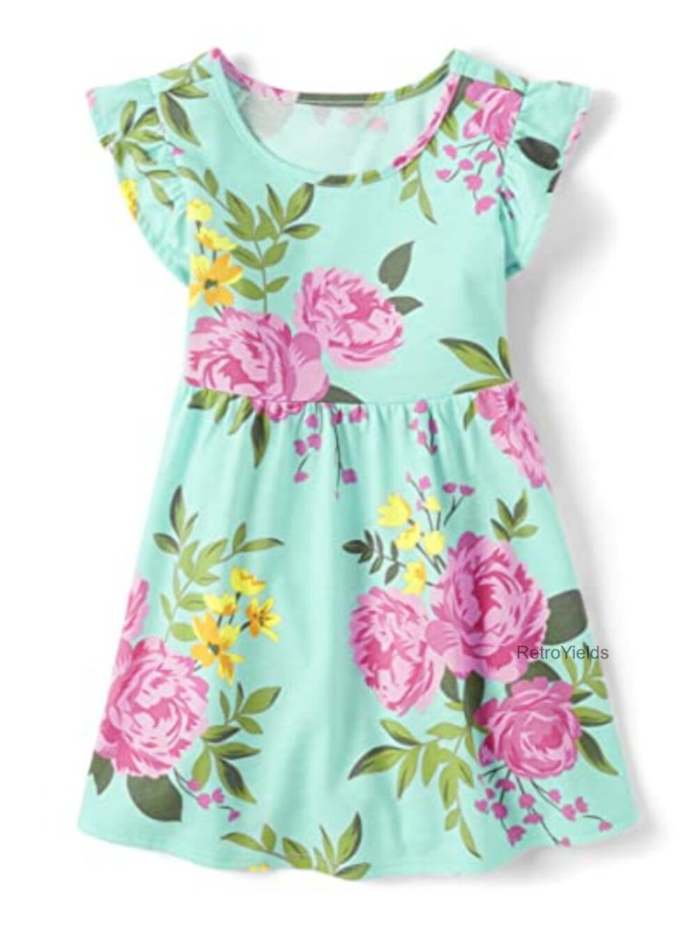 Toddler Girls Short Sleeve Floral Dress Cotton Jersey Pullover